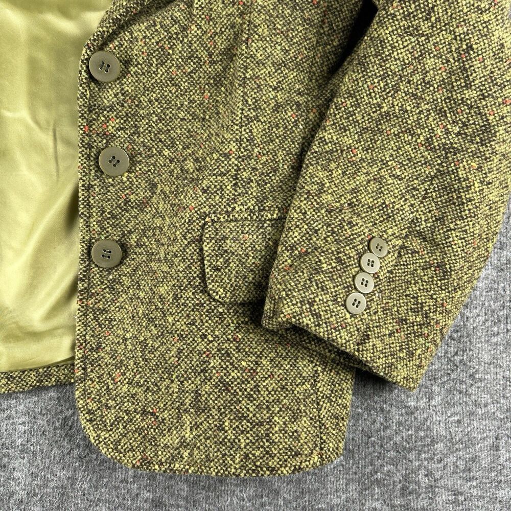 St Johns Bay Wool Blend Tweed Blazer Womens Sz 12 Green Lined Double Breasted - Picture 8 of 14